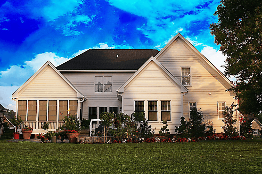 Exterior shot of a home and front yard
